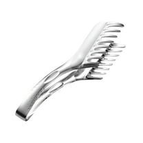 Slhenay Stainless Steel Pasta Tongs, Spaghetti Tongs with Teeth, Serving Tongs for Noodles, Spaghetti, Bread, Cooking (Silver)