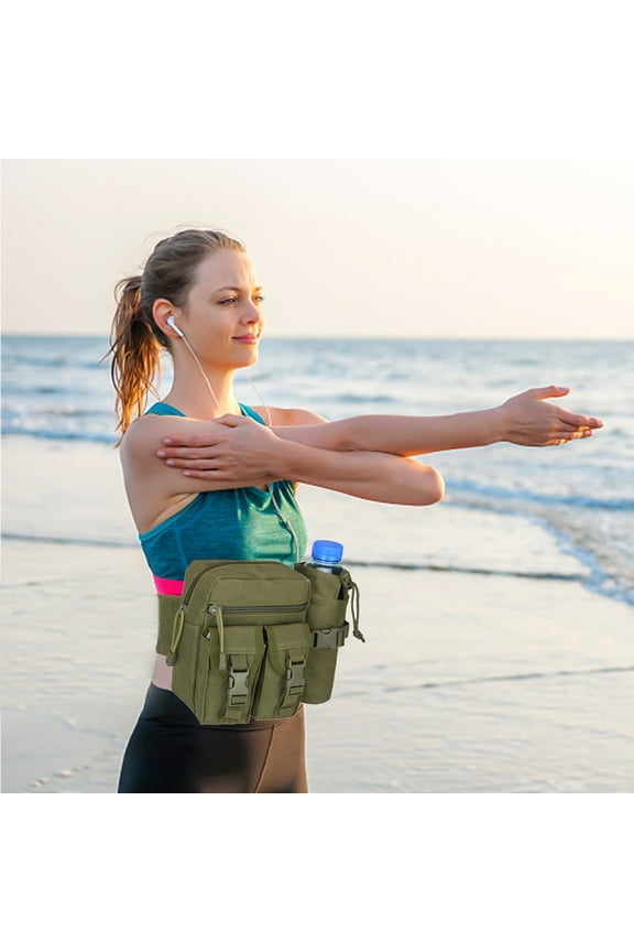 Tactical Waist Pack Bag Pouch Fanny Pack with Water Bottle Holder, Outdoor Waterproof Waist Shoulder Bag for Cycling Camping Climbing Hiking Trekking Running Hunting Fishing Travel