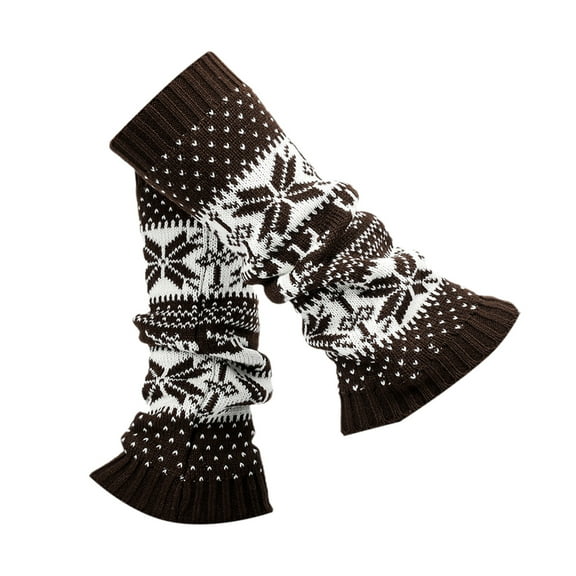 Slhenay Thickened Christmas Socks with Snowflake Deer Patterns Winter Warm Ankle Cuffs Cozy Knitted Leg Warmers Stacking Socks and Woolen Sock Covers for Fall Winter