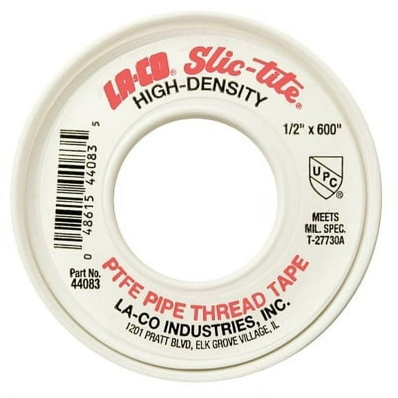 Slic-Tite PTFE Thread Tape, 1/2 in x 600 in, 3 mil, White | Bundle of 2 Cases