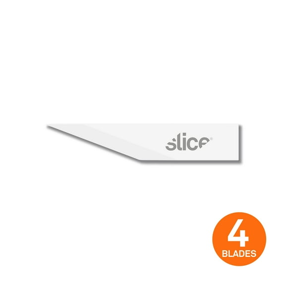 Slice 10519 Replacement Craft Knife Scalpel Blades - Straight Edge, Pointed Tip - Finger-Friendly, Micro Ceramic Safety Blade - Pack of 4