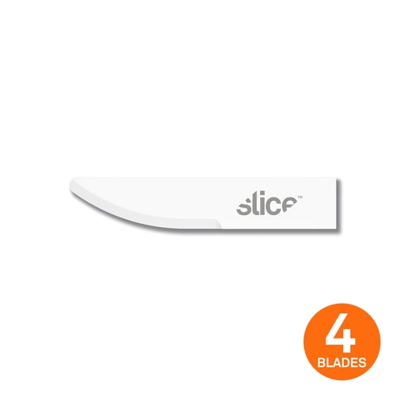 Slice 10520 Replacement Craft Knife Scalpel Blades - Curved Edge, Rounded Tip - Finger-Friendly, Micro Ceramic Safety Blade - Pack of 4