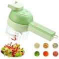 thumbnail image 1 of Slice Ease Electric Chopper, 4 in 1 Multi-Functional Portable Electric Vegetable Cutter Set, Wireless Grinder, for Home Kitchen Garlic, Peppers, Onions, Meat (Green, Upgraded 1200mAh), 1 of 8