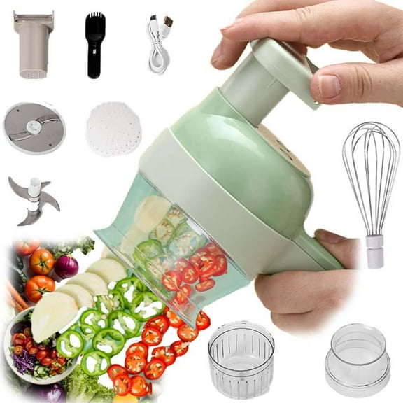For Slice Ease, Slice Ease Electric Chopper, 4 in 1 Vegetable Chopper Electric, Fruit Slicer, Meat Grinder, Egg Whisk, Stainless Steel Portable Cordless, for Home Kitchen Cooking