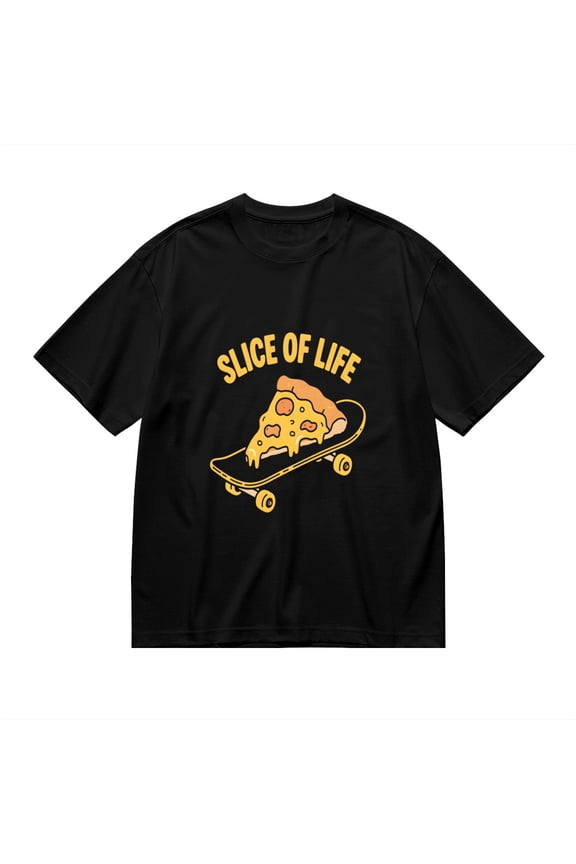 Slice Of Life, Pizza Skateboard Print, T Shirt for Men, Vintage Graphic Tees Men, 23807199,M