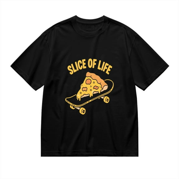 Slice Of Life, Pizza Skateboard Print, T Shirt for Men, Vintage Graphic Tees Men, 23807199,S