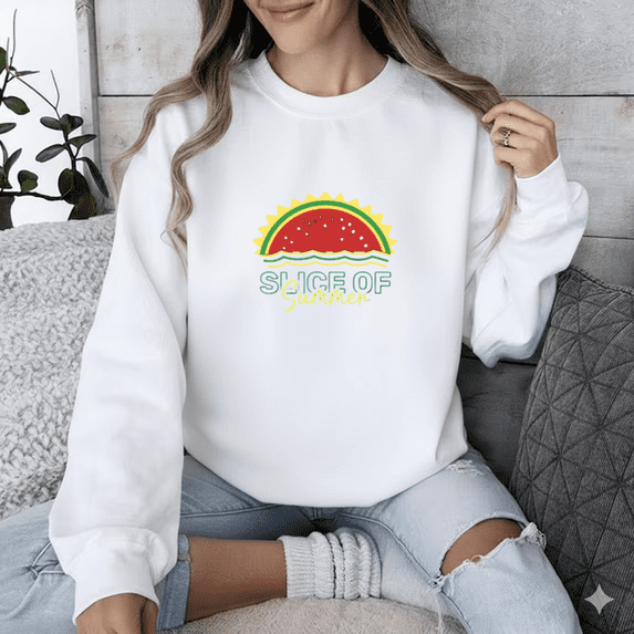 Slice Of Summer Cute Watermelon Bright Tropical Vibes Graphic Sweatshirt, up to size 5XL