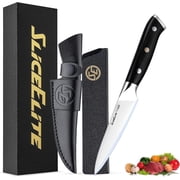 Slice Series 5.5 - Inch Utility Knife   High Carbon German Steel Multipurpose Blade with Ergonomic Pakkawood Handle and Durable Polymer Sheath Utility Knife with Leather Sheath