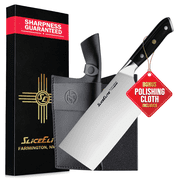Slice Series 7-Inch Cleaver Knife   High Carbon German Steel Blade with Ergonomic Pakkawood Handle, with Options of Durable Polymer and Premium Leather Sheaths Cleaver Knife with Leather Sheath