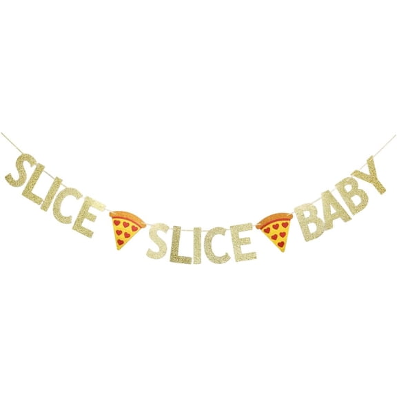 Slice Slice Baby Banner, Pizza Themed Party Sign, Baby Shower Party Bunting, Kids Birthday Party Decorations Backdrops