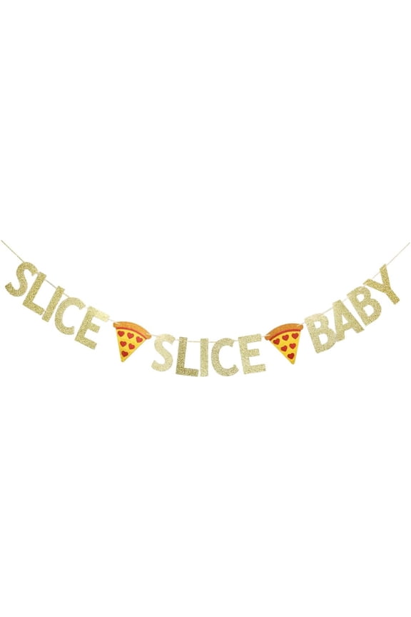Slice Slice Baby Banner, Pizza Themed Party Sign, Baby Shower Party Bunting, Kids Birthday Party Decorations Backdrops