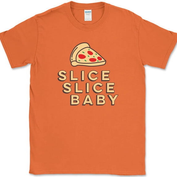 Slice Slice Baby T-Shirt Funny Pizza Ice Ice Food Humor Graphic Tee - Orange, XL