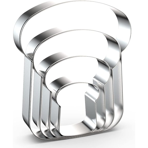 Slice of Bread Cookie Cutter Set - 5", 4", 3", 2" - 4 Piece Toast Food Cookie Cutters Shapes - Stainless Steel
