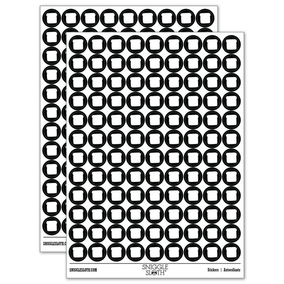 Slice of Bread Toast Solid Doodle 200+ Round Stickers - Black - Gloss Finish - 0.50" Size