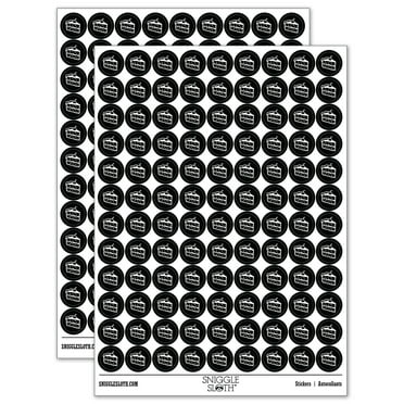 Slice of Cake 200+ Round Stickers - Black - Gloss Finish - 0.50" Size