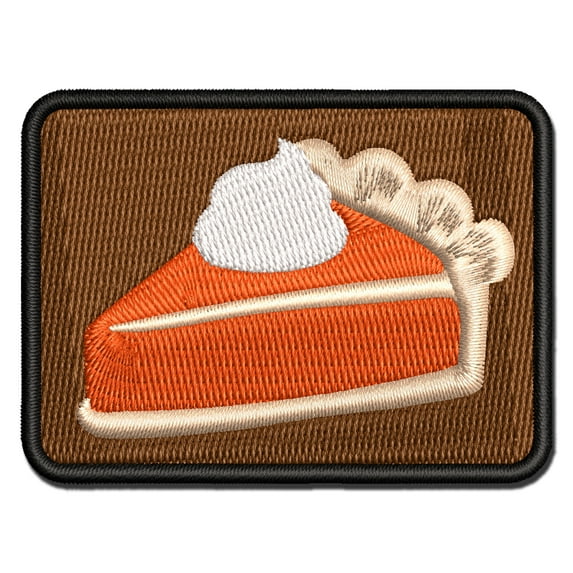 Slice of Pumpkin Pie Applique Multi-Color Embroidered Hook & Loop Patch - 3.5 Inch Large