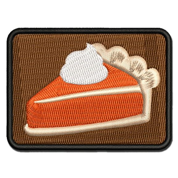 Slice of Pumpkin Pie Applique Multi-Color Embroidered Iron-On Patch - 3.5 Inch Large