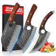 thumbnail image 1 of SliceElite 3PCS Hand-Forged Butcher Knife Set – Cleaver, Viking, Boning Knives for Meat Cutting – Chef BBQ Gift with Box for Men, 1 of 11