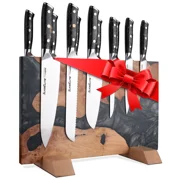 SliceElite Magnetic Knife Block Artisan Finished East Indian Walnut & Black Resin Holds Up To 20 Knives
