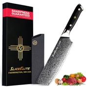 SliceElite Elite Series Nakiri Knife 7 Inch Damascus Steel VG10 Core G10 Handle Sharp Blade Durable Polymer Sheath Vegetable Knife