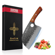 SliceElite 7-Inch Serbian Chef Knife Hand Forged High Carbon Steel Meat Cleaver Butcher Knife for Meat Vegetables BBQ Cooking with Gift Box