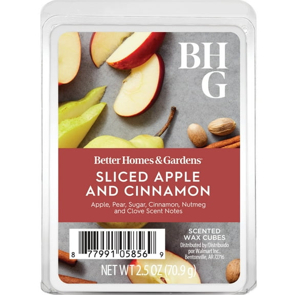 Sliced Apple Cinnamon Scented Wax Melts, Better Homes & Gardens, 2.5 oz (1-Pack)