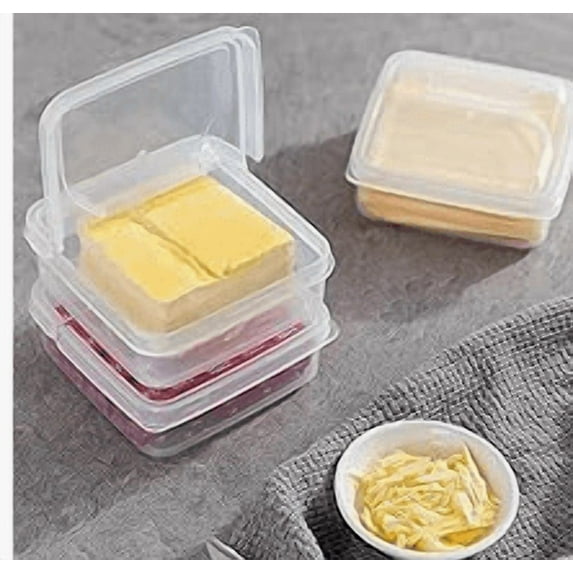 Sliced Cheese Container for Fridge, Clear Plastic Butter Block Cheese Slice Storage Box with Flip Lid for Refrigerator Food Vegetable, 1 Pcs, 3.94x3.94x1.77"