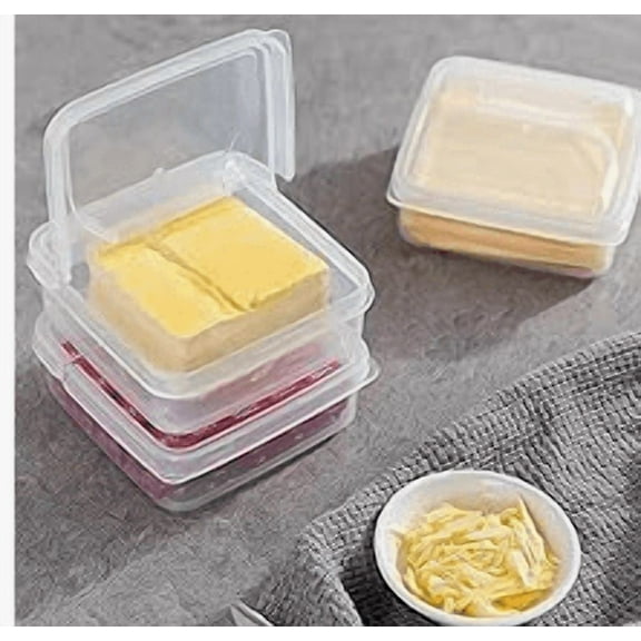 Sliced Cheese Container for Fridge, Clear Plastic Butter Block Cheese Slice Storage Box with Flip Lid for Refrigerator Food Vegetable, 1 Pcs, 3.94x3.94x1.77"