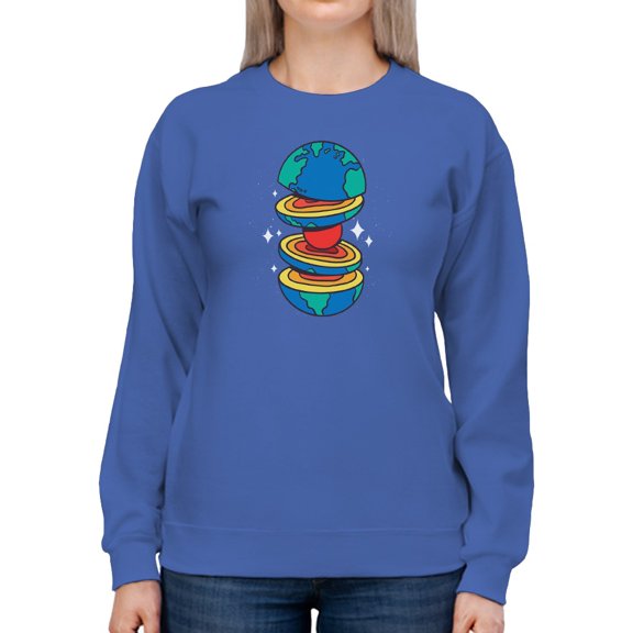 Sliced Earth Sweatshirt Women -Smartprints Designs, Female 3X-Large