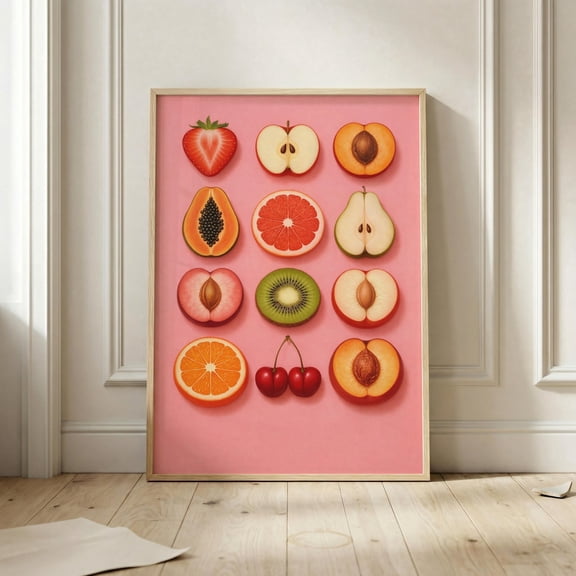 Sliced Feminine Fruit Sliced Fruit Vintage Body Positivity Equality Kitchen Poster Unframed Paper Print