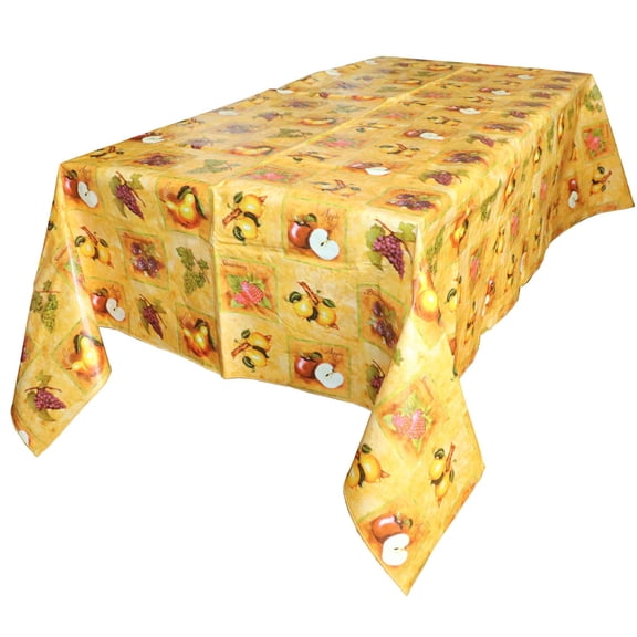 Sliced Fruits PVC Plastic Tablecloth / Table Cover with Nonslip Flannel Backing