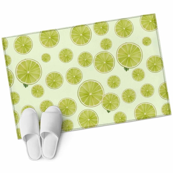 Sliced Lemon Bathroom Rug Washable 2x3 Entryway Rug Non Slip Simple Summer Tropical Yellow Front Door Mat Low Pile Indoor Doormat Throw Floor Carpet for Kitchen Bedroom Entrance