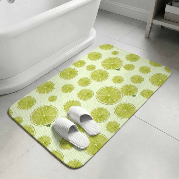 Sliced Lemon Bathroom Rugs Non Slip Washable Bath Mat Absorbent Low Pile Front Door Mat Simple Summer Tropical Yellow Indoor Doormat for Kitchen Entryway Shower Decor Accessories 15.7"x23.6"