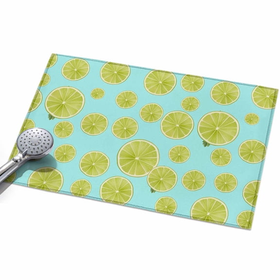 Sliced Lemon Entryway Rug 2x3ft Washable Non Slip Bathroom Rug Low Pile Soft Indoor Floor Front Door Mat Simple Summer Tropical Green Rectangle Area Rugs Carpet for Kitchen Office Dining Room Home