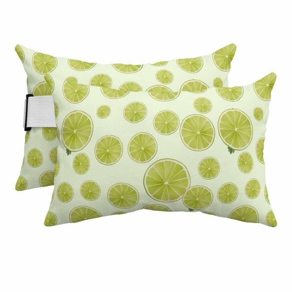 Sliced Lemon Outdoor Pillows for Chaise Lounge Chair Beach Headrest Pillow Set of 2 Waterproof Lumbar Pillows with Insert&Adjustable Elastic Strap Simple Summer Tropical Yellow Pool Pillow 12"x20"