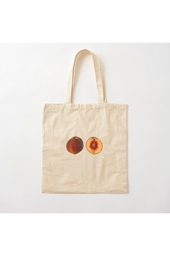 Sliced Peach Canvas Tote Bags, Reusable Shopping Bag