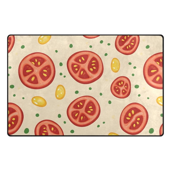 Sliced Tomatoes Pattern Memory Foam Area Rug 31"x20" Non Slip, Absorbent, Fade Proof for Living Room, Bedroom, Office