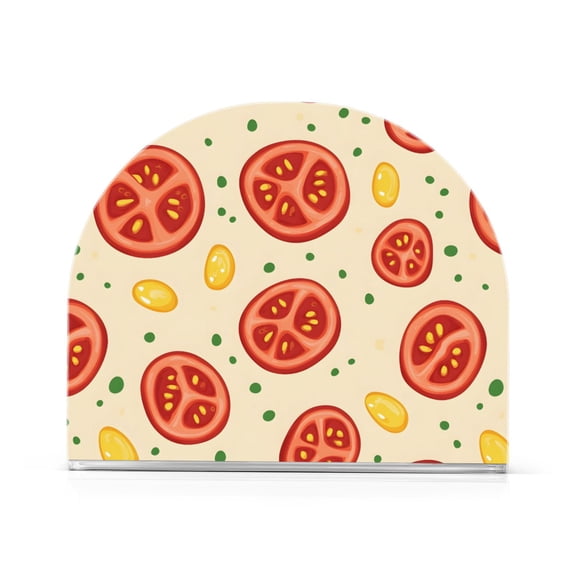 Sliced Tomatoes Pattern Napkin Holder Acrylic Napkin Dispenser Clear Modern Tabletop for Kitchen Counter 2 Pack