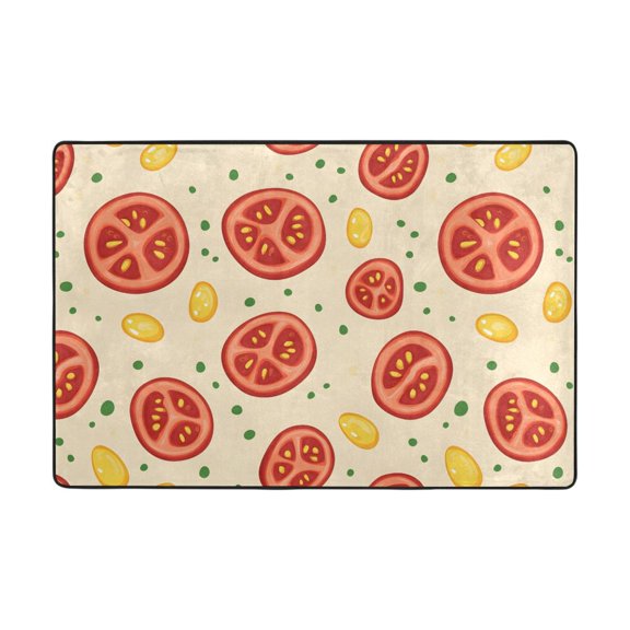 Sliced Tomatoes Pattern Rug 36x24in Memory Foam Absorbent Non Slip Plush for Bathroom Kitchen Entryway
