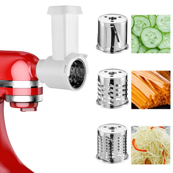 Slicer Shredder Attachment Compatible with Kitchenaid Stand Mixer,  Cheese Grater Attachment with 3 Blades, Stainless Steel Vegetable Chopper Fresh Prep Slicer