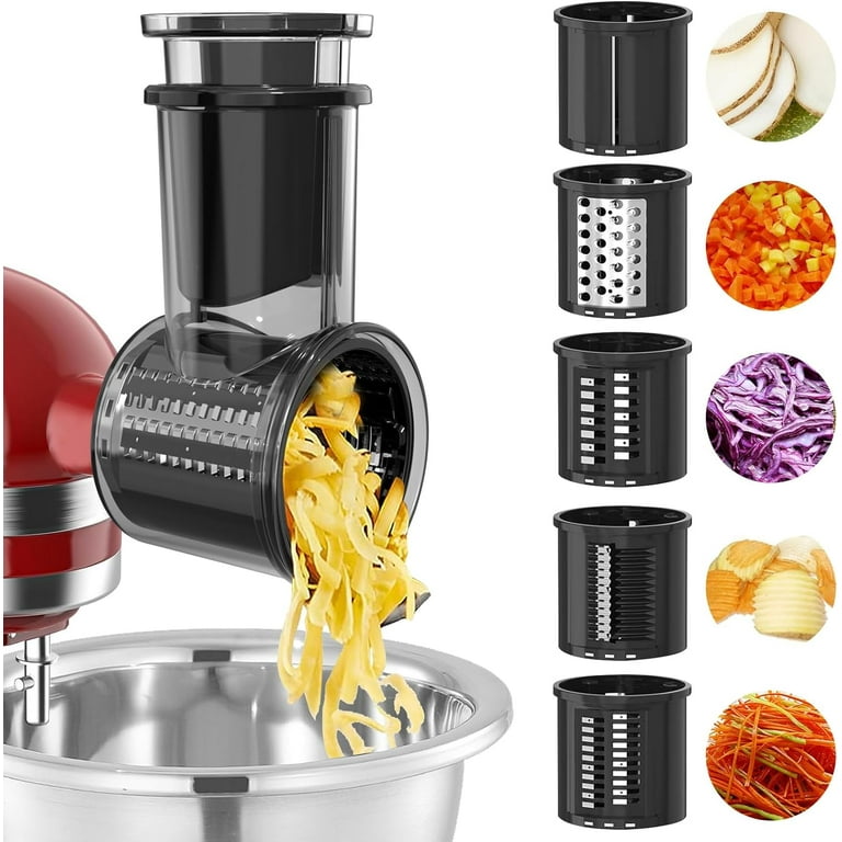 Slicer Shredder Attachment for KitchenAid Stand Mixer with 5 Blades Cheese Grater Attachment Fresh Prep Slicer Bigger Vegetable Salad Maker