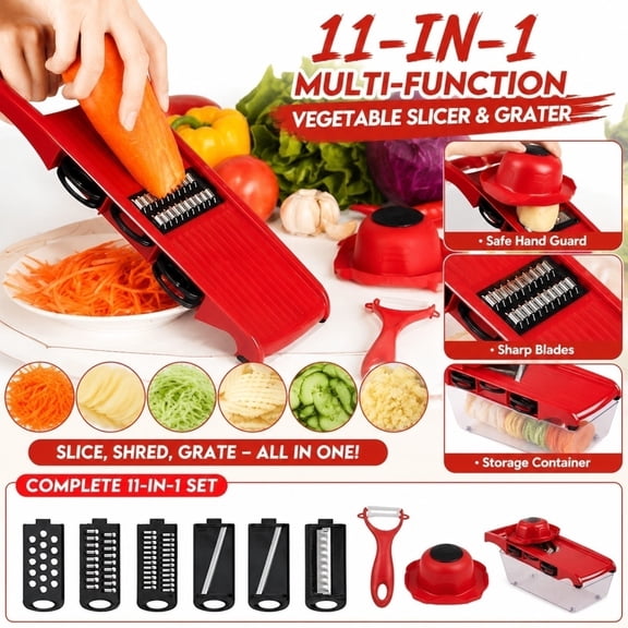 Slicer Vegetable Cutter, Stainless Steel Vegetable Peeler and Multi-Function Veggie Prep Tool, Designed to Shred, Julienne and Slice Ingredients for Family Meals, Handy Kitchen