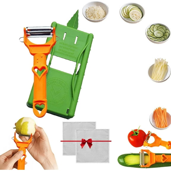 A Slicer and a Vegetable Peeler, Julienne Peeler Vegetable Peeler, Multifunctional Kitchenware Set, Strategicw Slicer, Strategicw Peeler, Multi Cutter and Julienne Set with Grating Plate