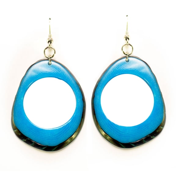 Slices Tagua Earrings Blue Handmade Fair Trade