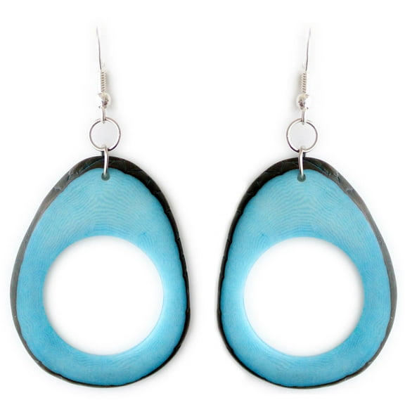 Slices Tagua Earrings Turquoise Handmade Fair Trade
