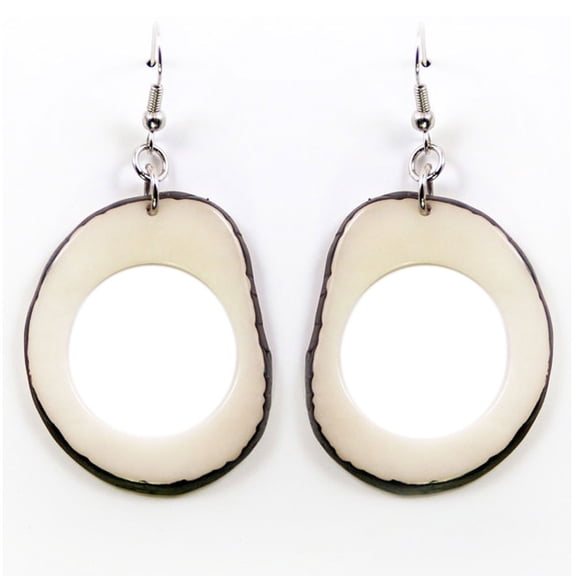Slices Tagua Earrings in Natural Ivory White Handmade Fair Trade