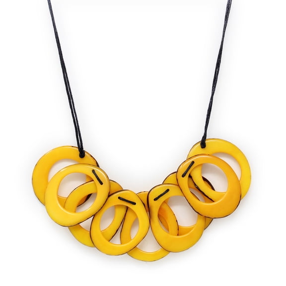Slices Tagua Necklace Yellow Handmade Fair Trade, Adjustable