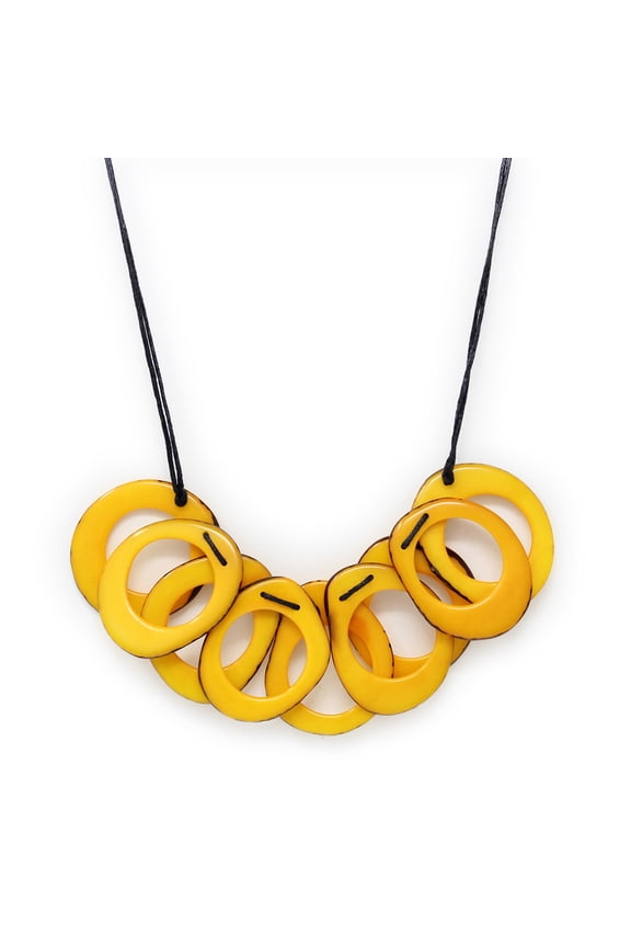 Slices Tagua Necklace Yellow Handmade Fair Trade, Adjustable