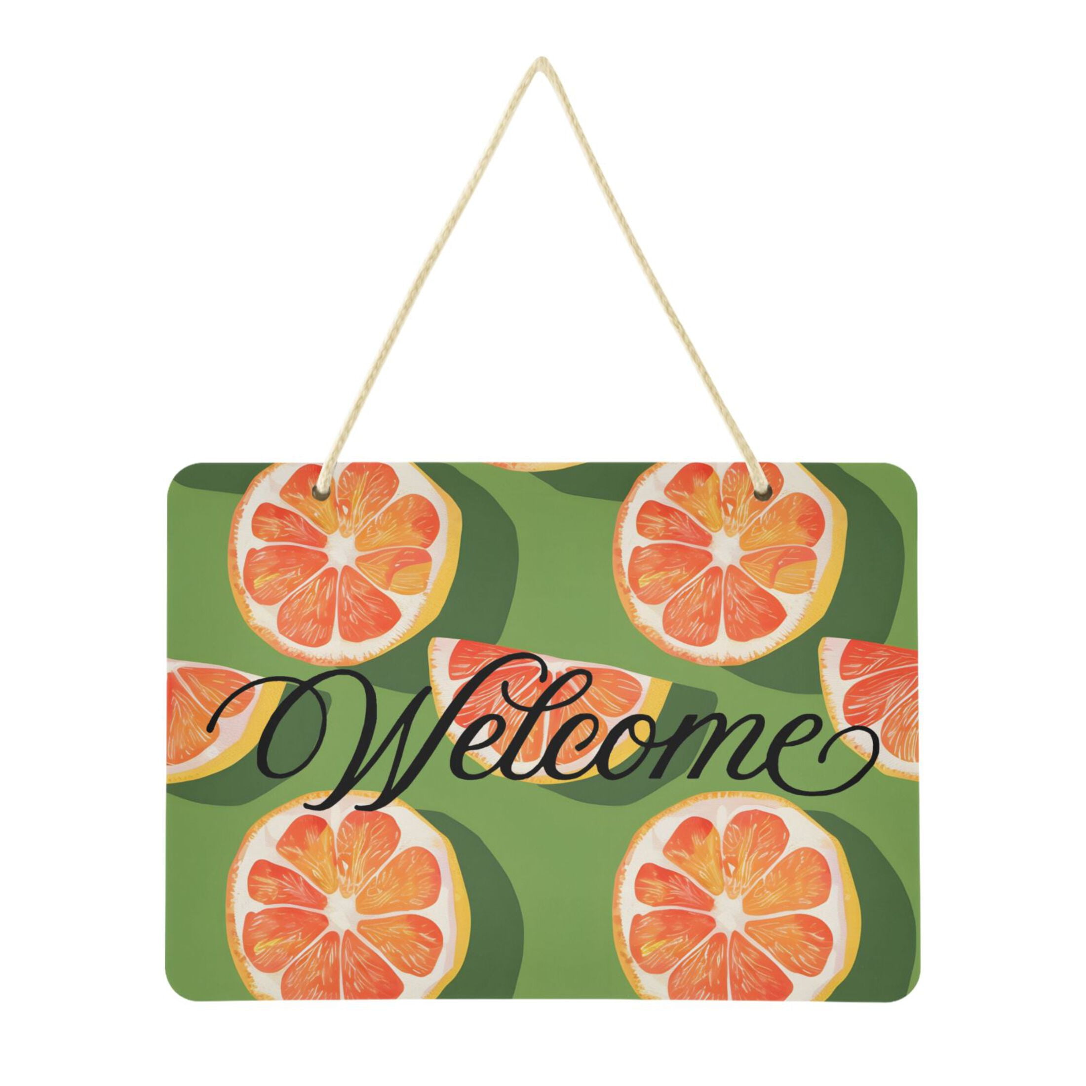 Slices and Whole Orange Welcome Sign Front Door PVC 14x10 inch Hanger ...
