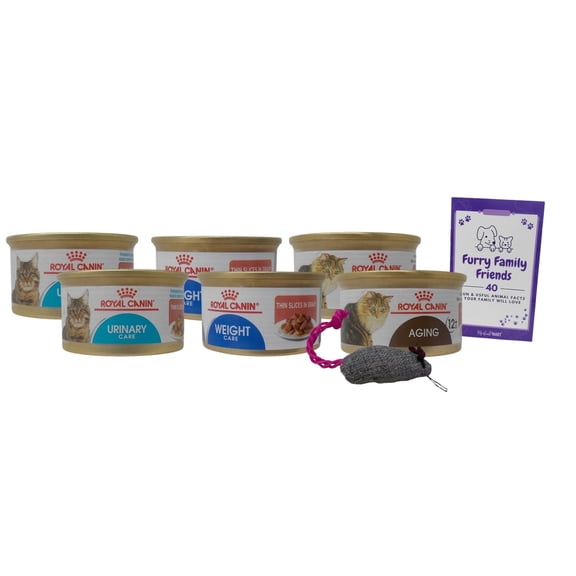 Slices in Gravy Wet Cat Food - 3 Flavors - 2 Each: Urinary Care, Weight Care, Aging 12+ | Royal Canin | MerlinsMart Zine + Catnip Toy